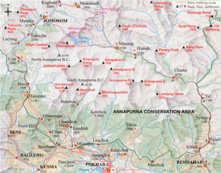 Map of the Annapurna Himal Region