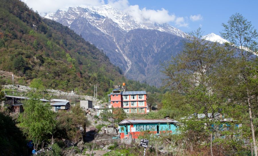 Bagarchap Village in Marsayangdi Khola Valley