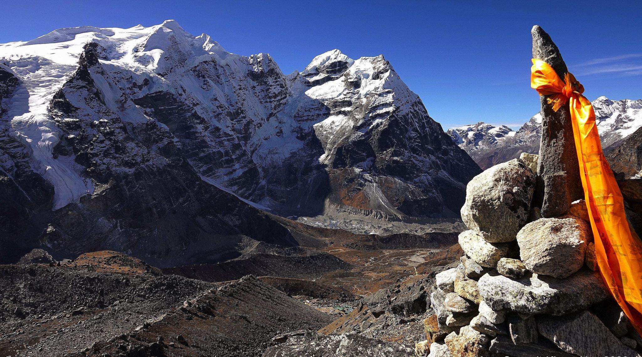 Mera West Peak on ascent to Mera La