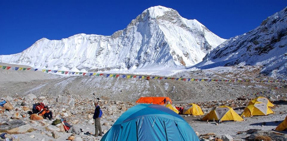 Chonku Chuli ( Pyramid Peak, Hongku Chuli ) from Baruntse Base Camp