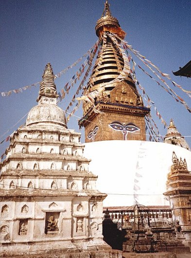 Stupa at Swayambunath ( Monkey Temple ) in Kathmandu