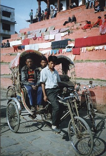 Bicycle Rickshaw Driver in Durbar Square , Kathmandu