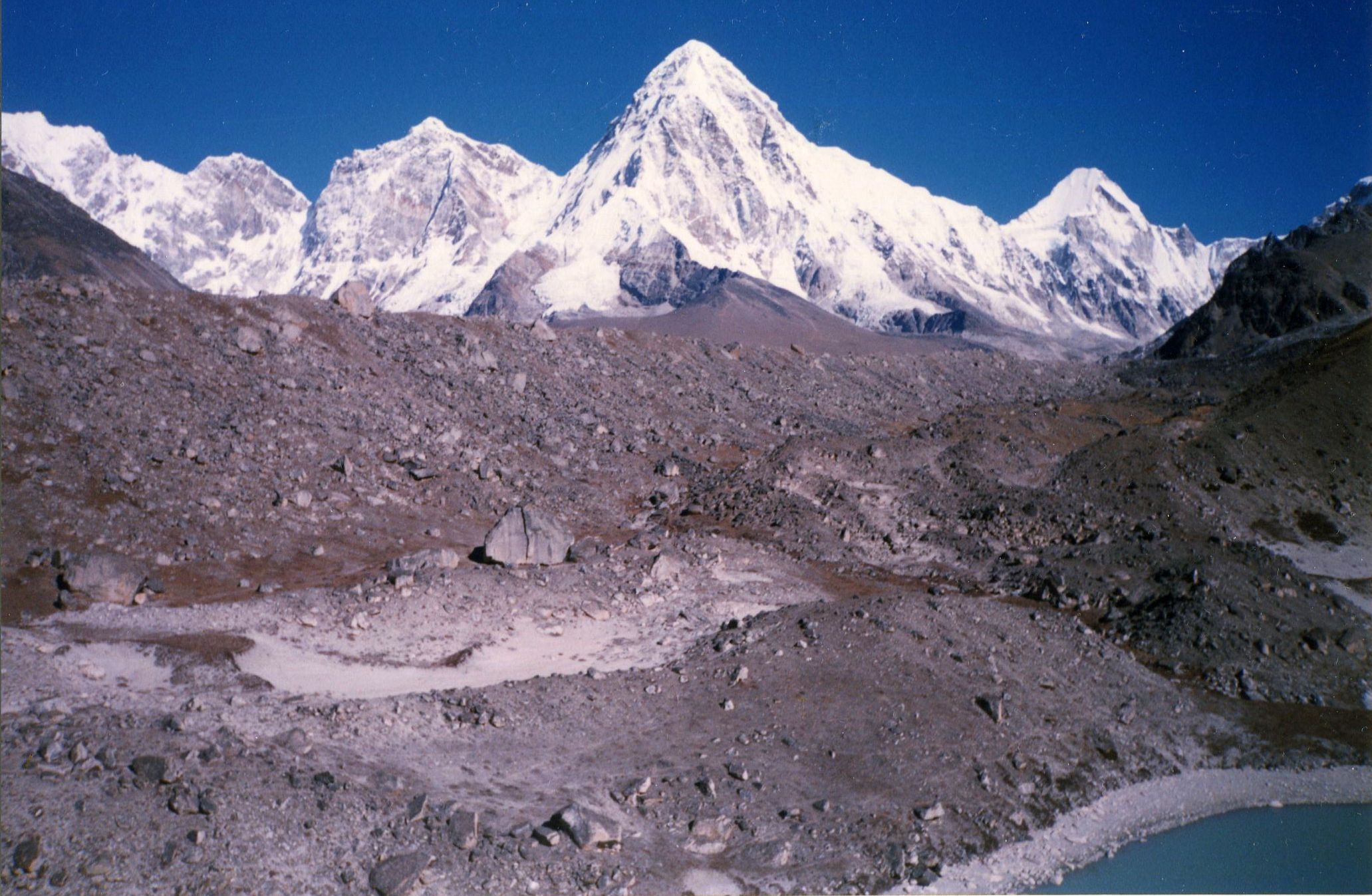 Mt. Pumori and Khumbu Glacier from above Lingten Pokhari