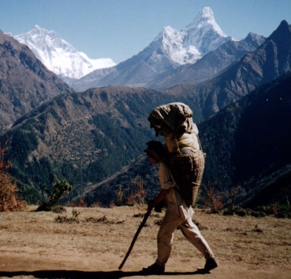 Lhotse and Ama Dablam on route to Everest Base Camp