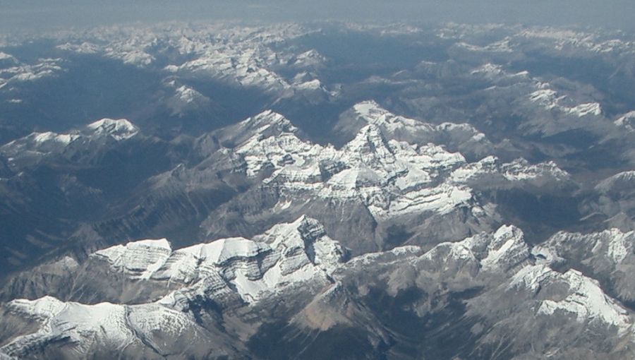 Aerial view of the Canadian Rockies