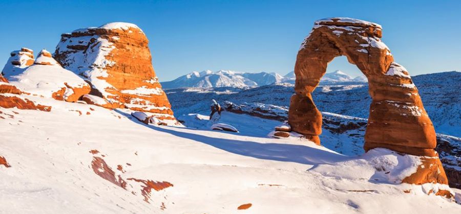 Delicate Arch in winter in Arches National Park