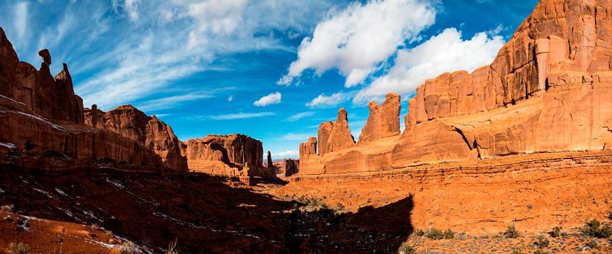 Sandstone Fins in Park Avenue in Courthouse Towers area of Arches National Park