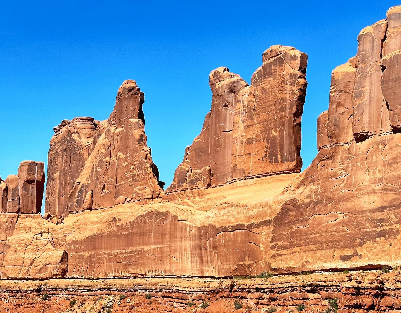 Sandstone Fins in Park Avenue in Courthouse Towers area of Arches National Park