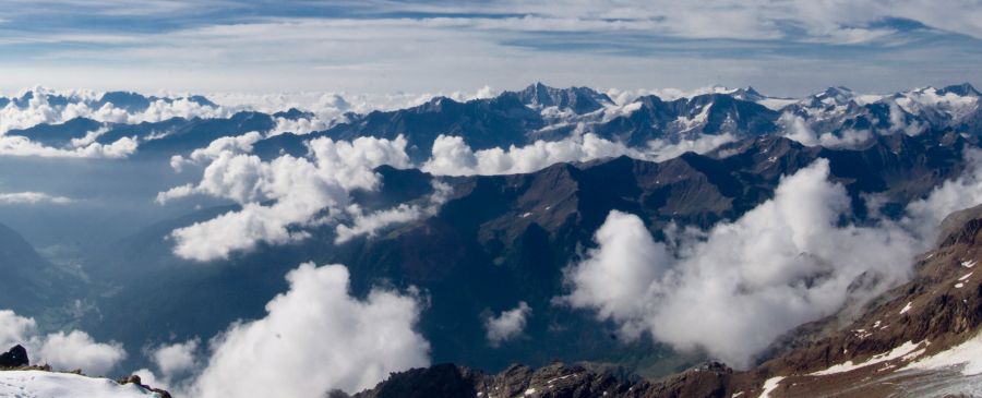 View from Monte Vioz in the Ortler Group in the Italian Alps