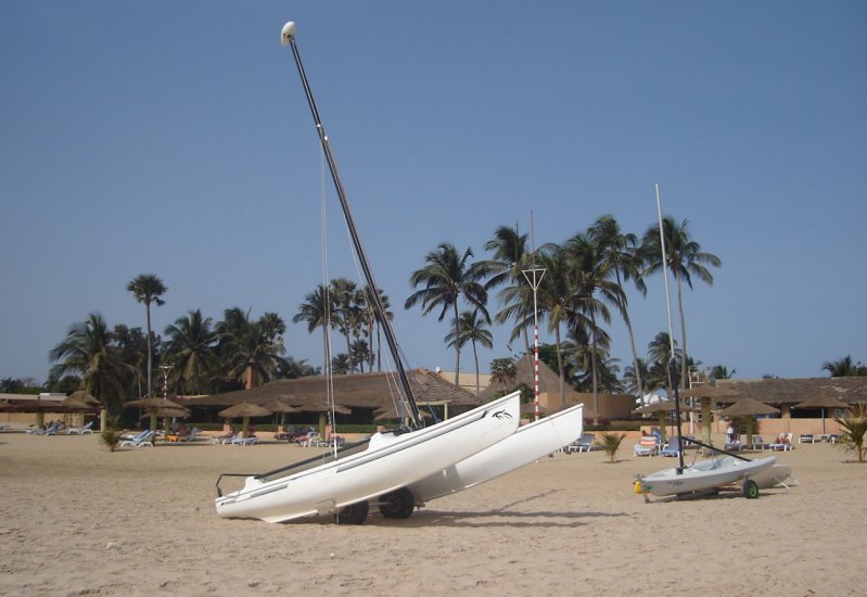 Beach resort at Cape Point where the Gambia River emerges into the Atlantic Ocean