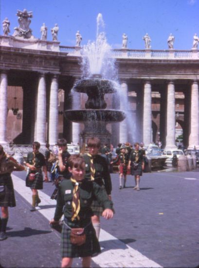 Members of 24th Glasgow ( Bearsden ) Scout Group in Saint Peter's Square in Rome