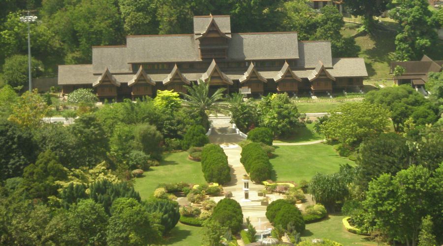 Aerial view of the Sultanate Palace and gardens in Malacca / Melaka