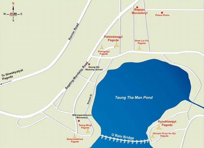 Map of the ancient city of Amarapura near Mandalay in northern Myanmar / Burma