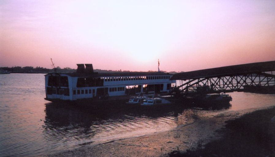 Sunset on Yangon River in Yangon ( Rangoon ) in Myanmar ( Burma )