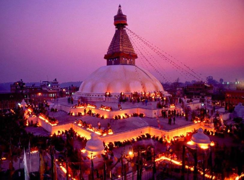 Buddhist Stupa at Bodnath ( Baudhanath ) in Kathmandu