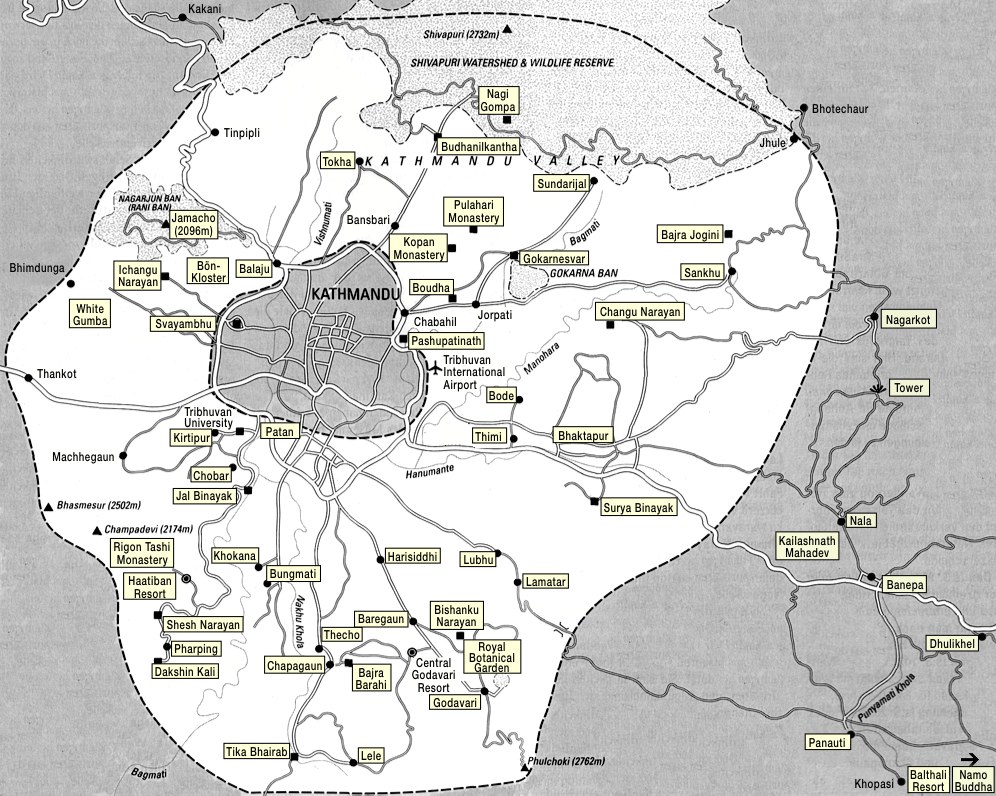 Map of Kathmandu Valley