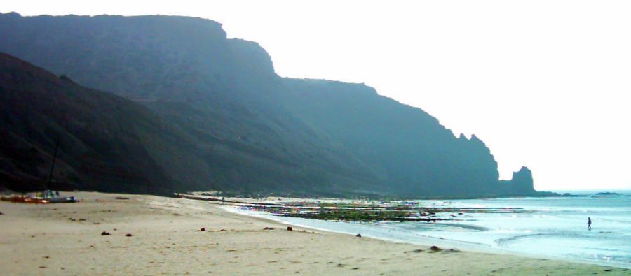 Beach at Praia da Luz in The Algarve in Southern Portugal