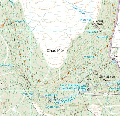 Location Map for Glenashdale Waterfall on the Island of Arran in Scotland