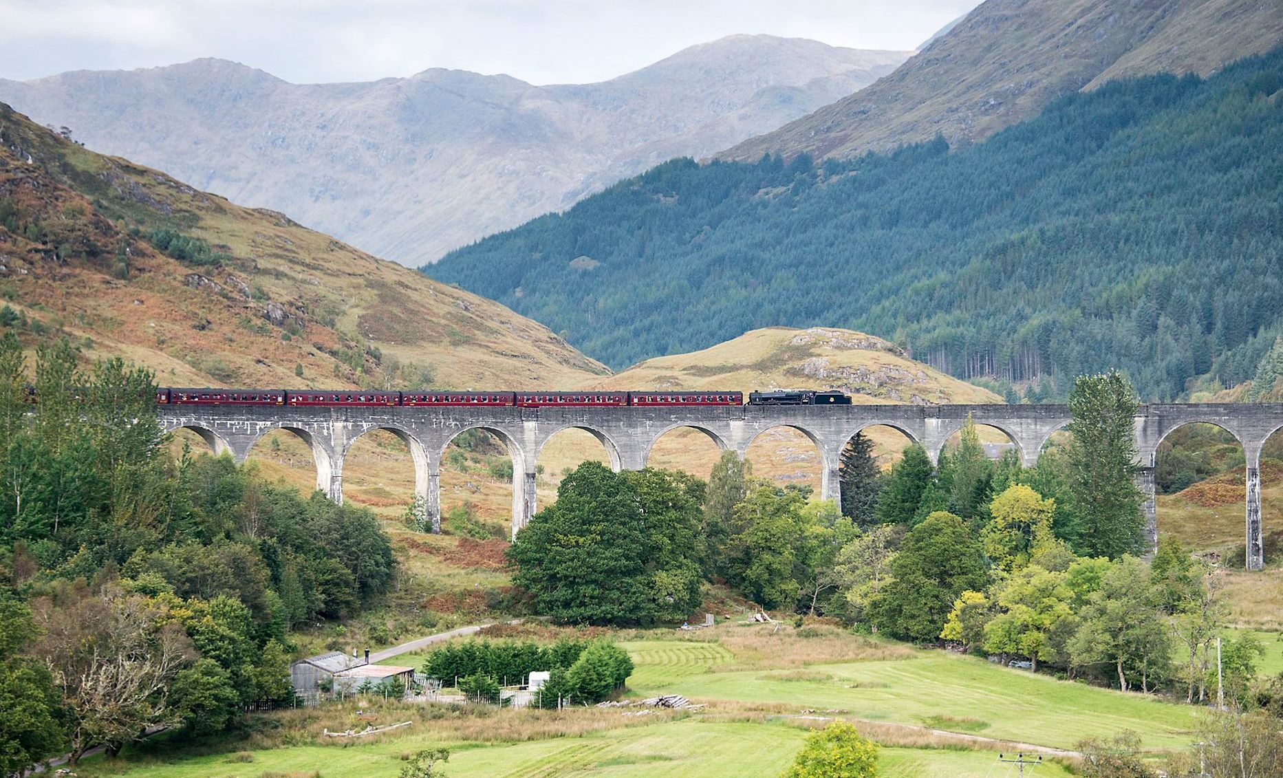 Glenfinnan Viaduct in Lochaber in Western Scotland