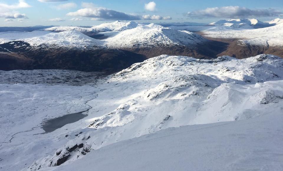 Beinn Bhuidhe and Ben Cruachan from Beinn Chabhair in winter