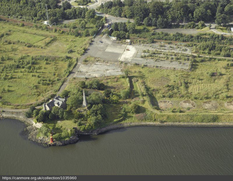 Aerial view of Dunglass Castle at Bowling