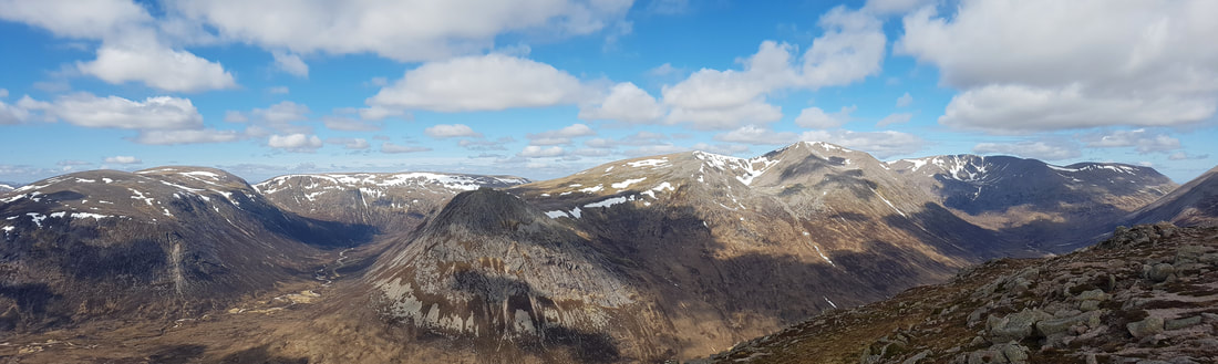 Beinn Bhrotain, The Devil's Point, Carn Toul and Sgor an Lochain Uaine from Carn a'Mhaime