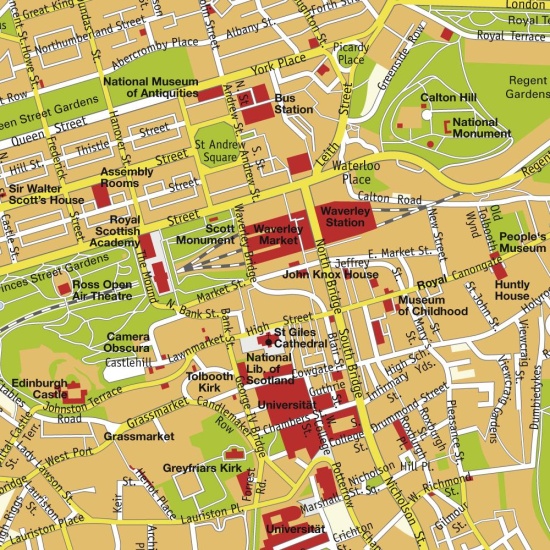 Tourism Map of Edinburgh - the capital city of Scotland