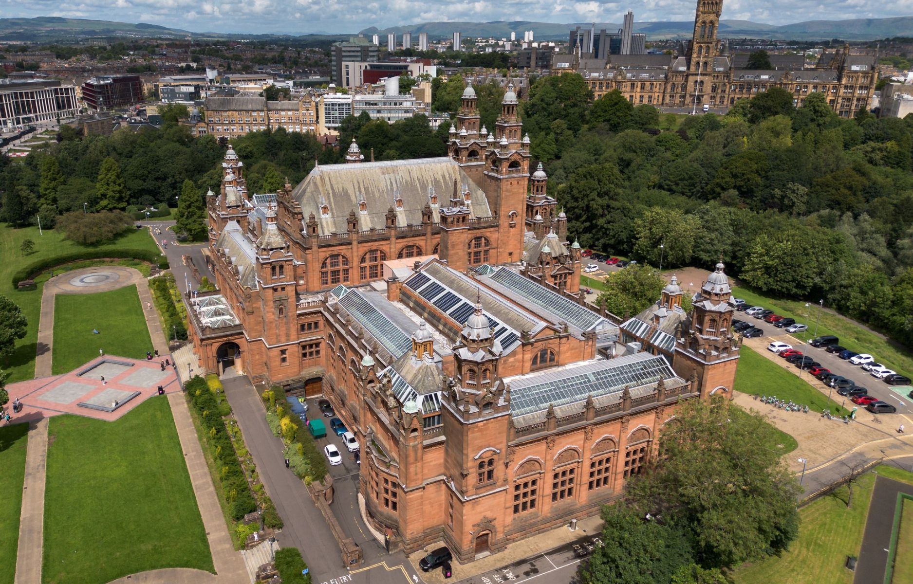 Aerial view of Glasgow Museum and Art Gallery at Kelvingrove