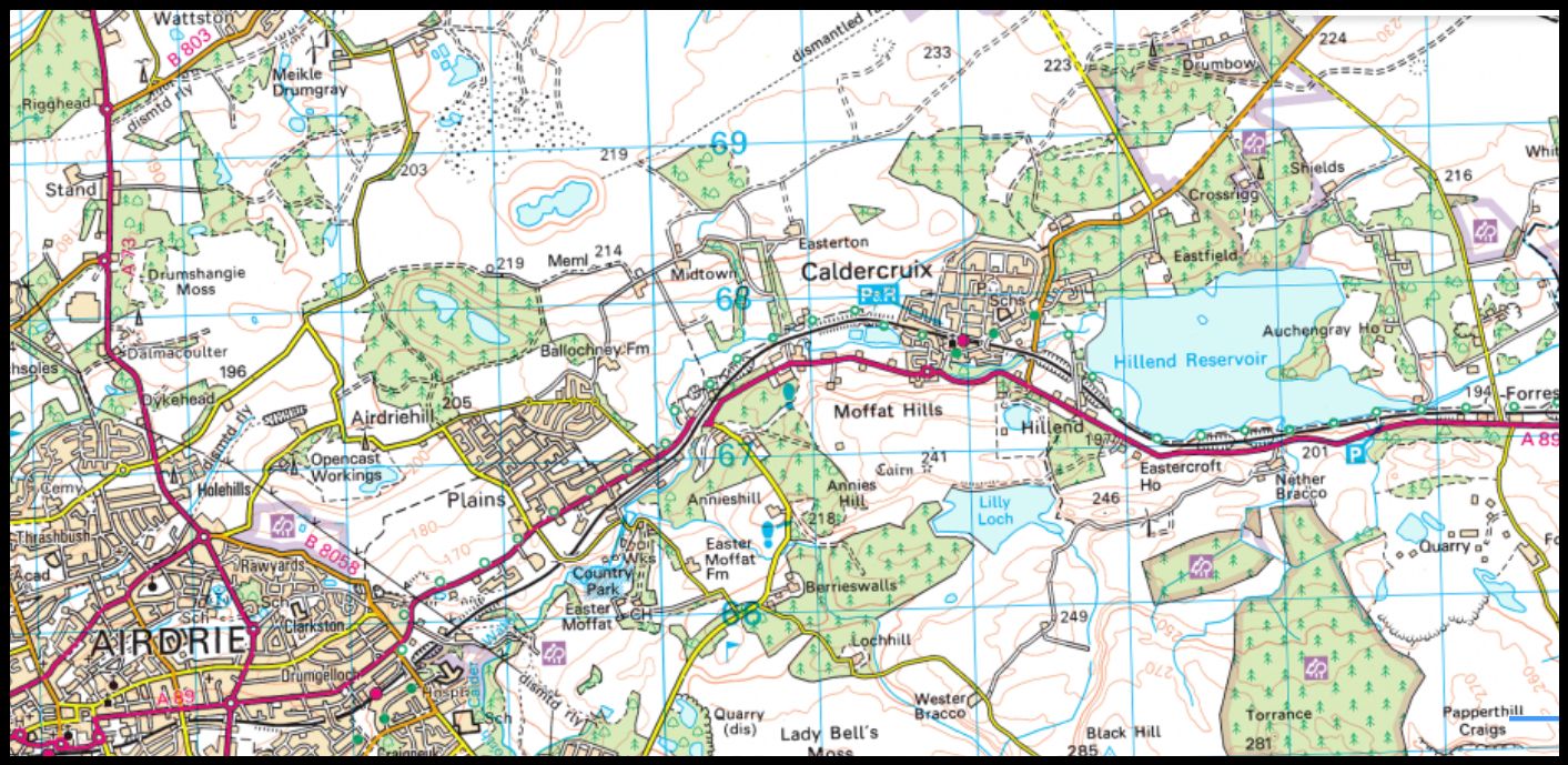 Map of Airdrie and Hillend Reservoir