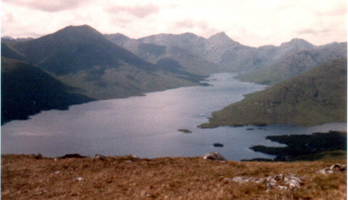 Sgurr Mor and Sgurr na Ciche across Loch Quoich from Gleouraich