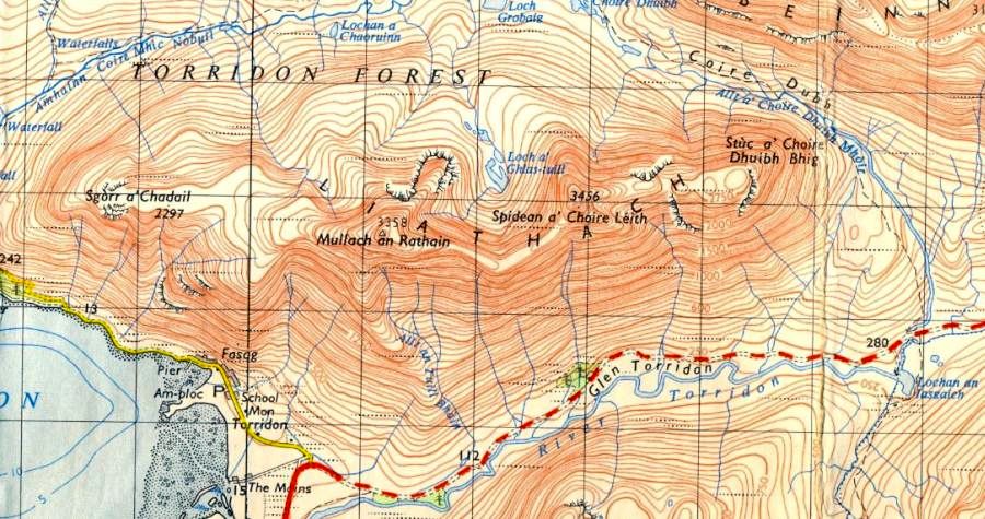 Map for Liathach in the Torridon region of the North West Highlands of Scotland