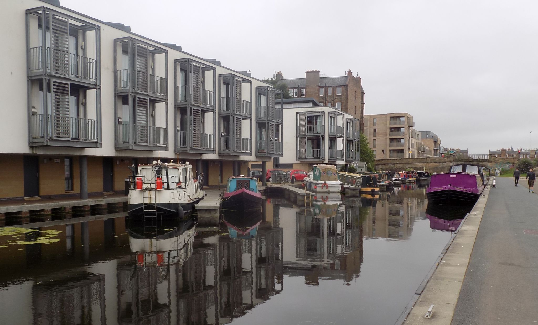 Boats in Lochrin Basin - the terminus of the Union Canal in Edinburgh