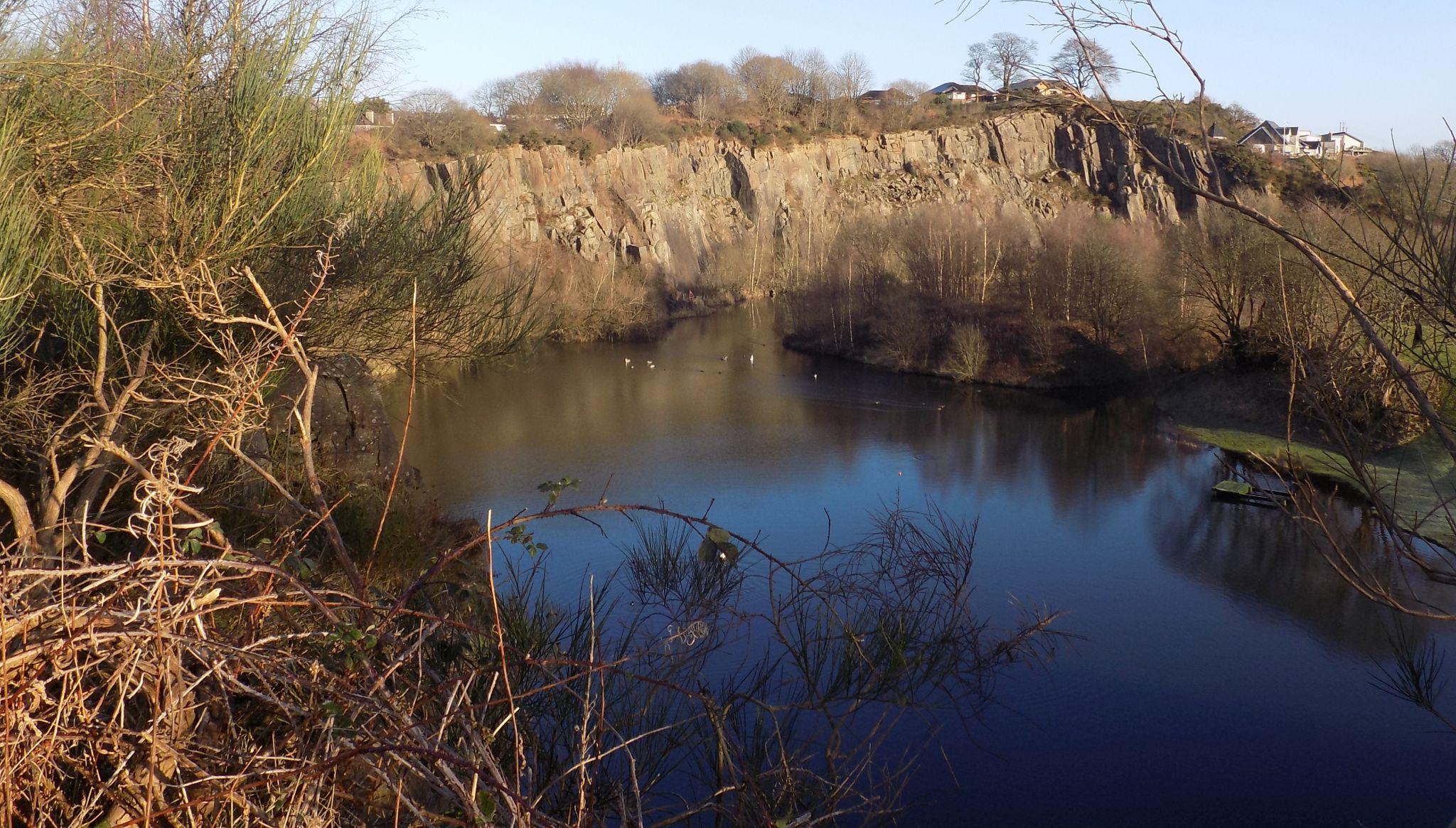 Flooded old quarry at Auchinstarry Park at Kilsyth