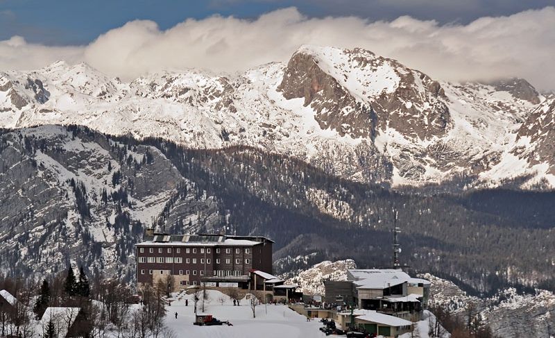 Ski-ing on Mt. Vogel in Julian Alps of Slovenia