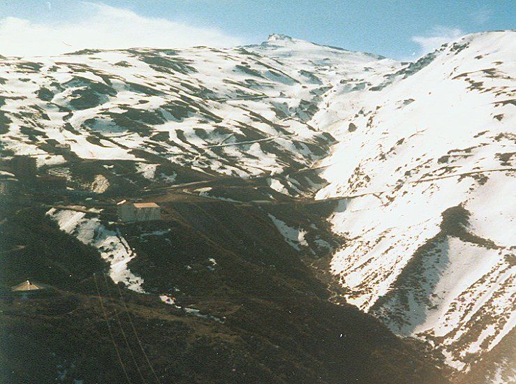 Veleta ( 3470m ) above Solynieve Ski Centre in the Sierra Nevada in Southern Spain