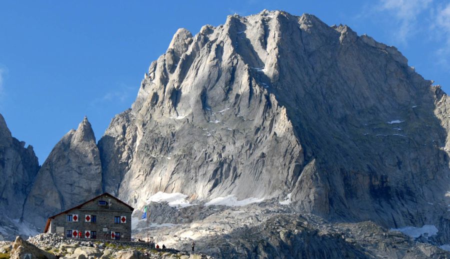 Piz Badile and Capanna Giannetti above Val Masino in Italy