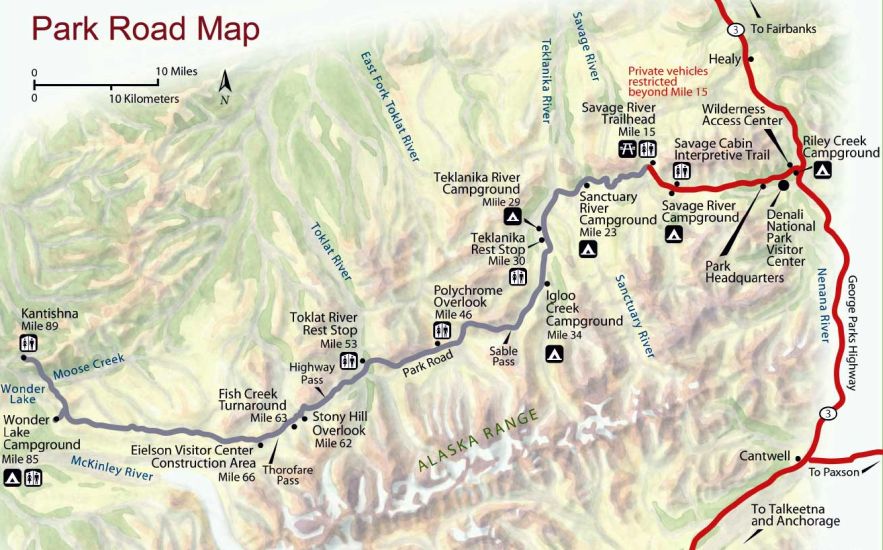 Map for Denali ( Mount Mckinley ) NP in Alaska